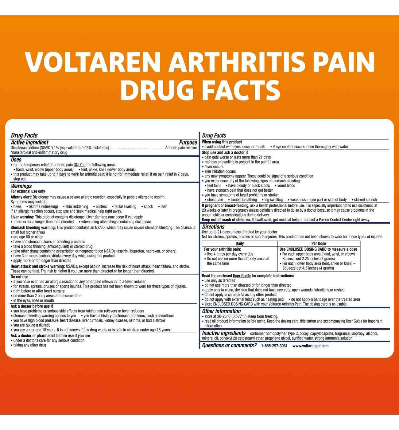 Voltaren NEW Easy Open Cap - Arthritis Pain Gel for Powerful Topical Arthritis Pain Relief - 100 g; image 7 of 8