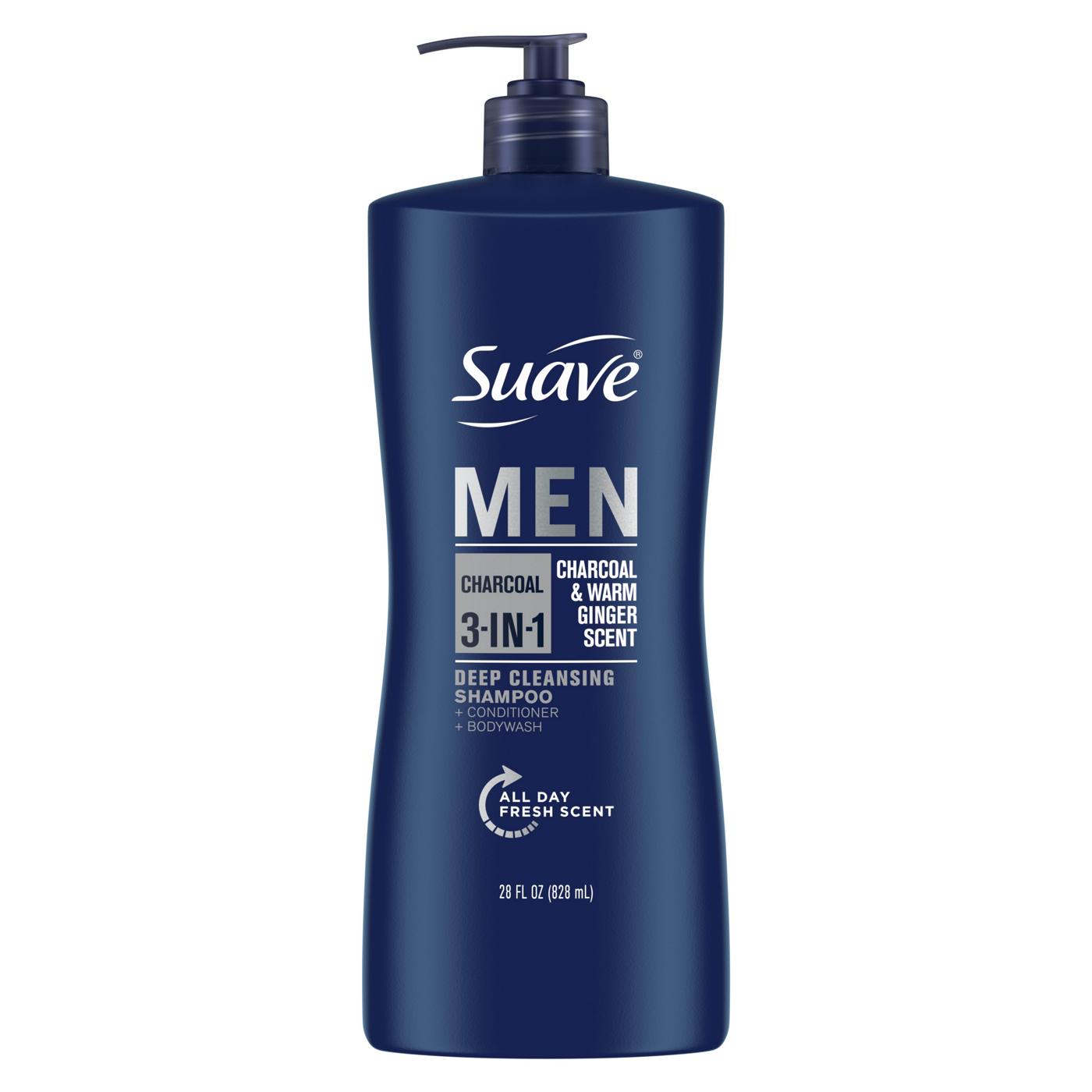 Suave Men 3-in-1 Shampoo Conditioner and Body Wash Infused with Charcoal; image 1 of 12