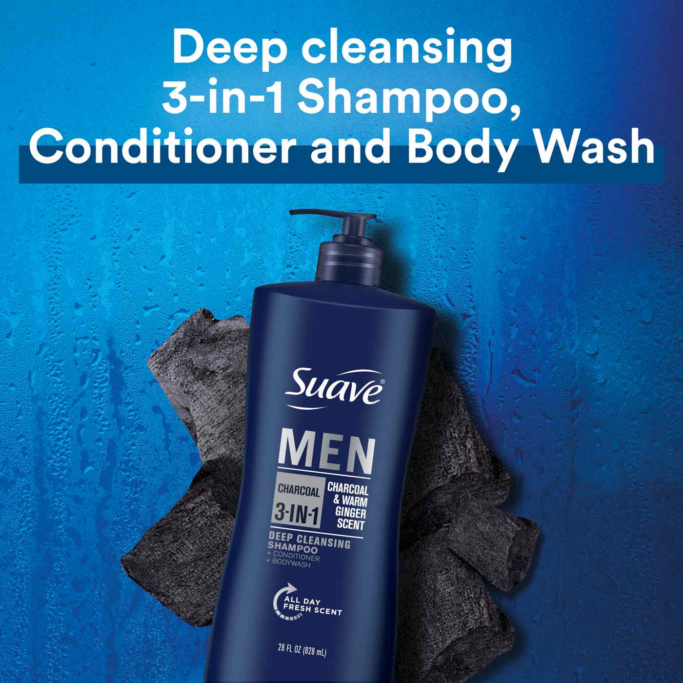 Suave Men 3-in-1 Shampoo Conditioner and Body Wash Infused with Charcoal; image 6 of 12