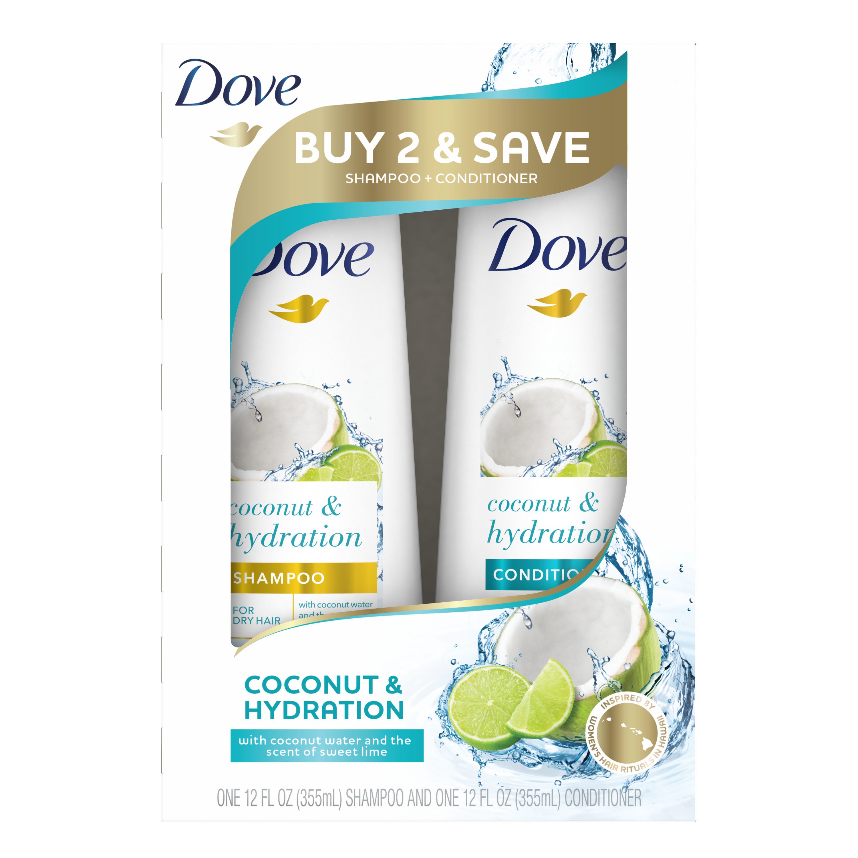Dove Coconut Hydration Shampoo Conditioner 2 Pk