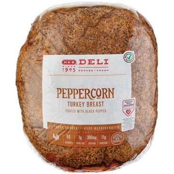 H-E-B Deli Peppercorn Turkey Breast, Custom Sliced, lb