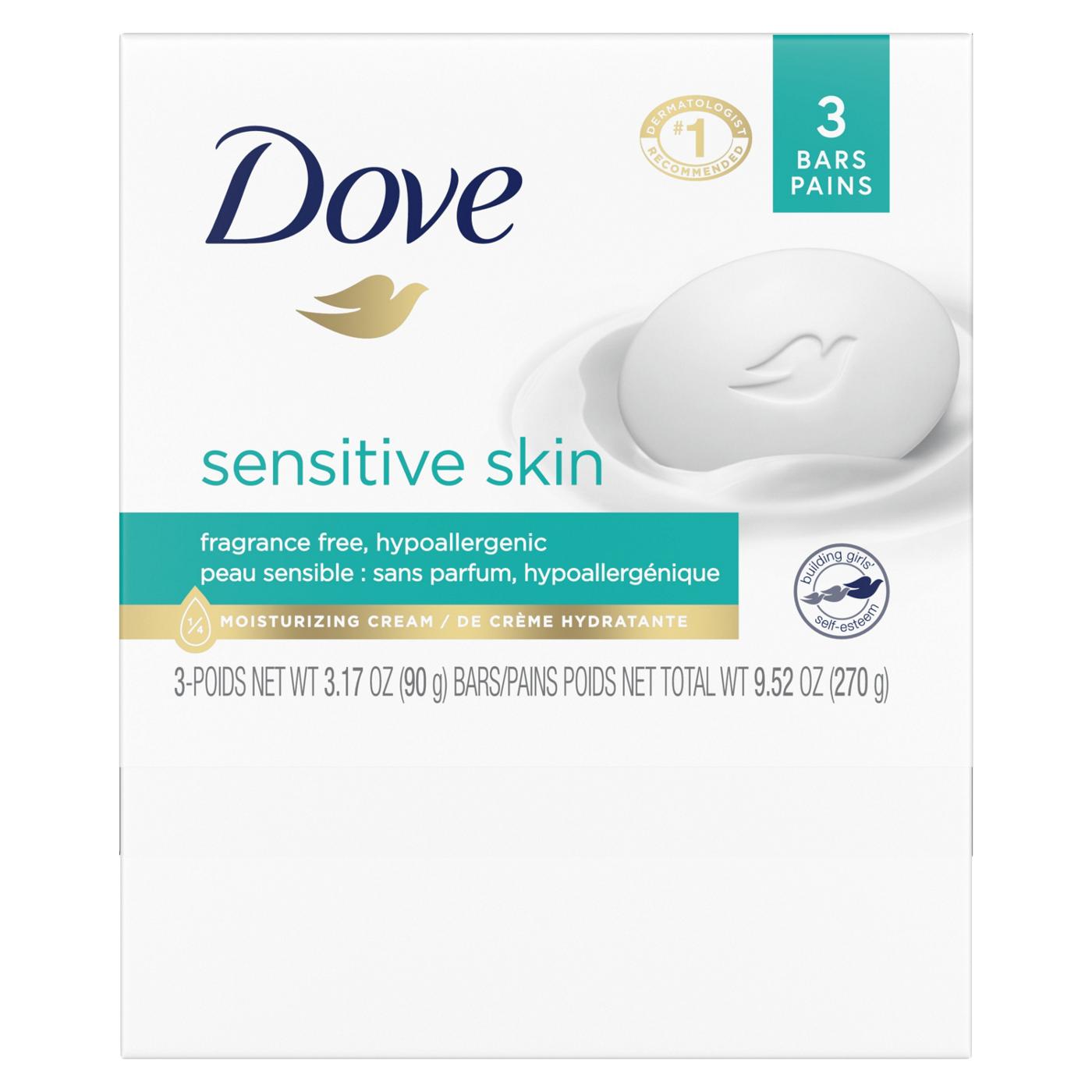 Dove Beauty Bar More Moisturizing Than Bar Soap Sensitive Skin 3 Bars; image 3 of 7