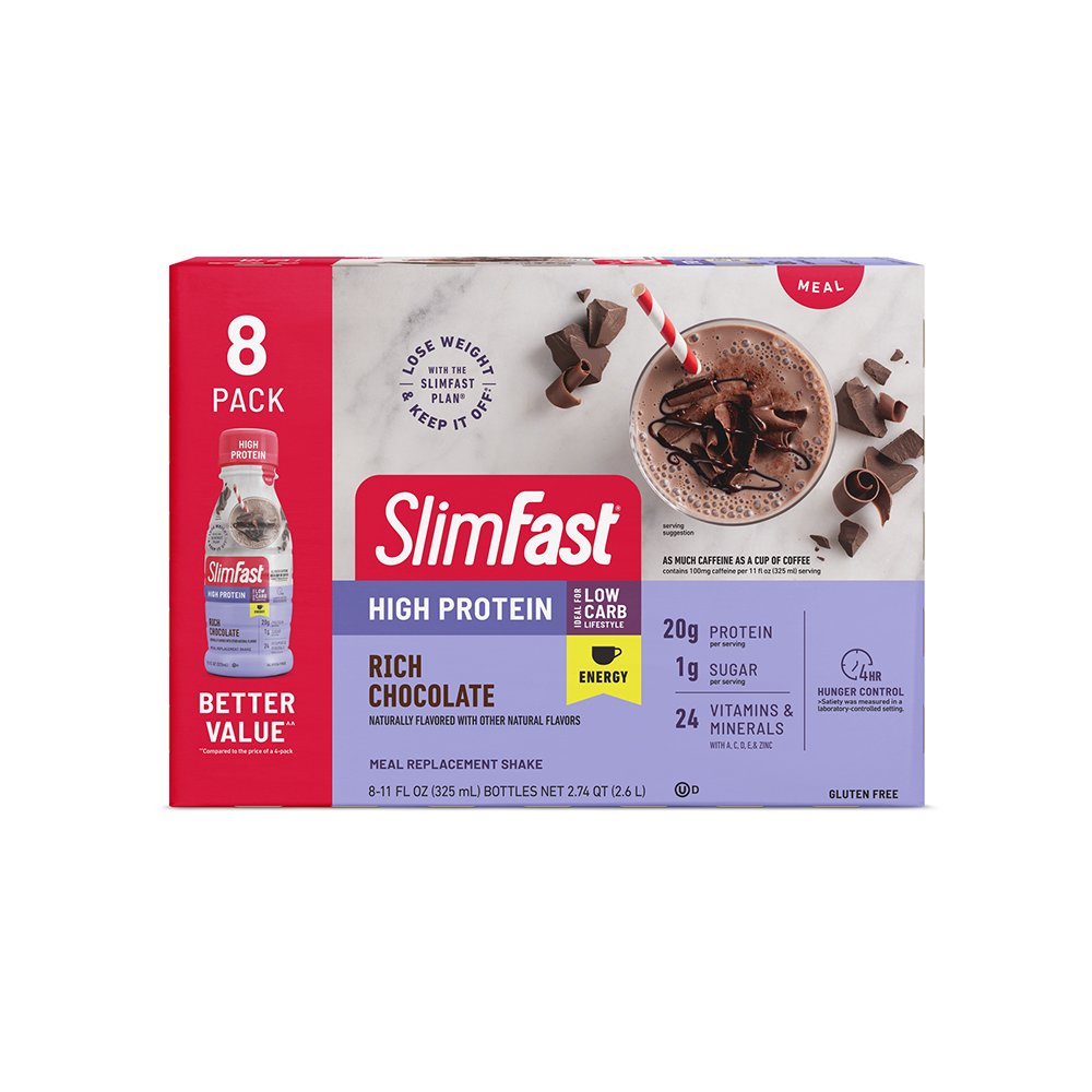 SlimFast Advanced Energy Rich Chocolate 8 Pk - Shop Diet & Fitness At H-E-B