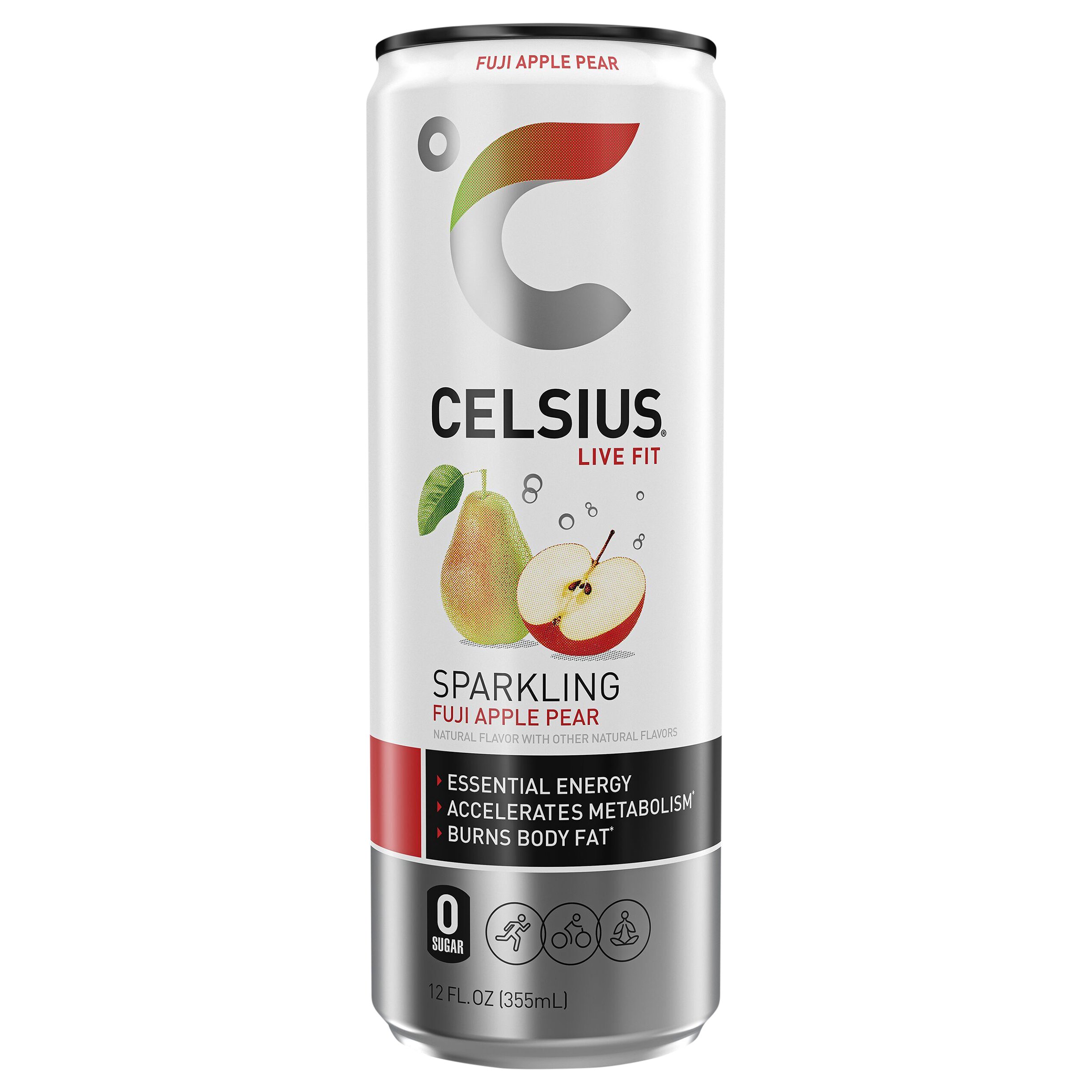 Celsius Zero Sugar Sparkling Energy Drink - Fuji Apple Pear, 12 oz