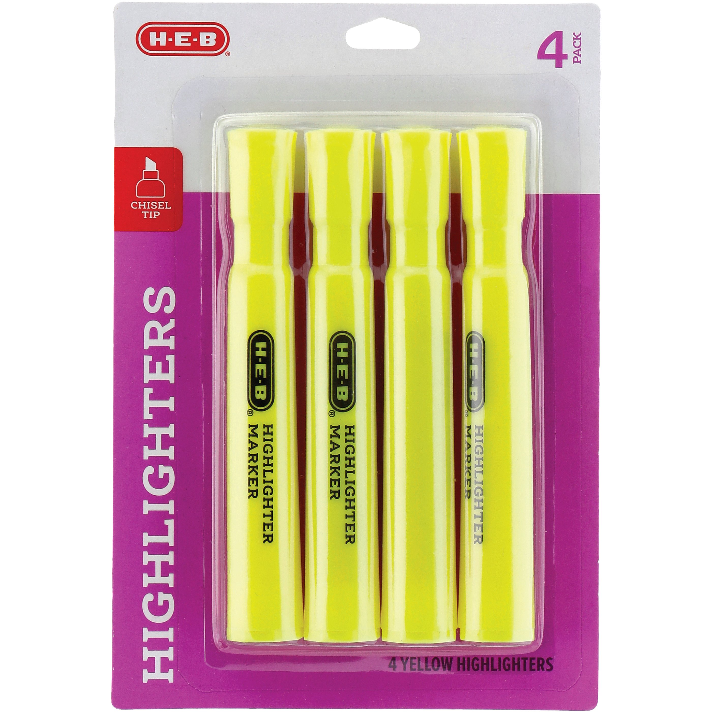 HEB Chisel Tip Highlighters Yellow Ink Shop Highlighters & dry