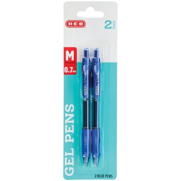 H-E-B 0.7mm Retractable Gel Pens - Blue Ink, 2 pk