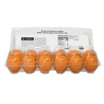 4 Grain Grade A Cage Free Large Brown Eggs, 12 ct