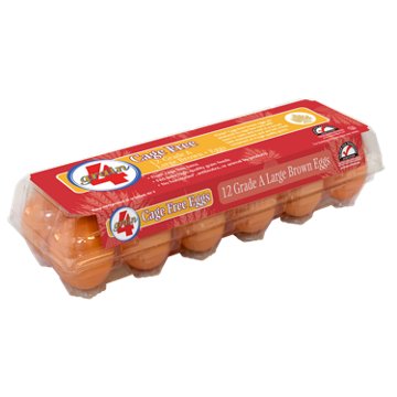 4 Grain Grade A Cage Free Large Brown Eggs, 12 ct