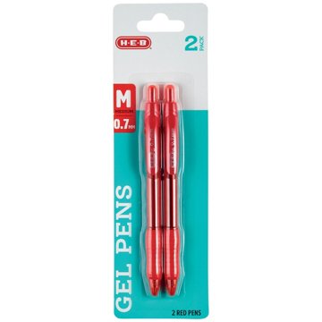 H-E-B 0.7mm Retractable Gel Pens - Red Ink, 2 pk