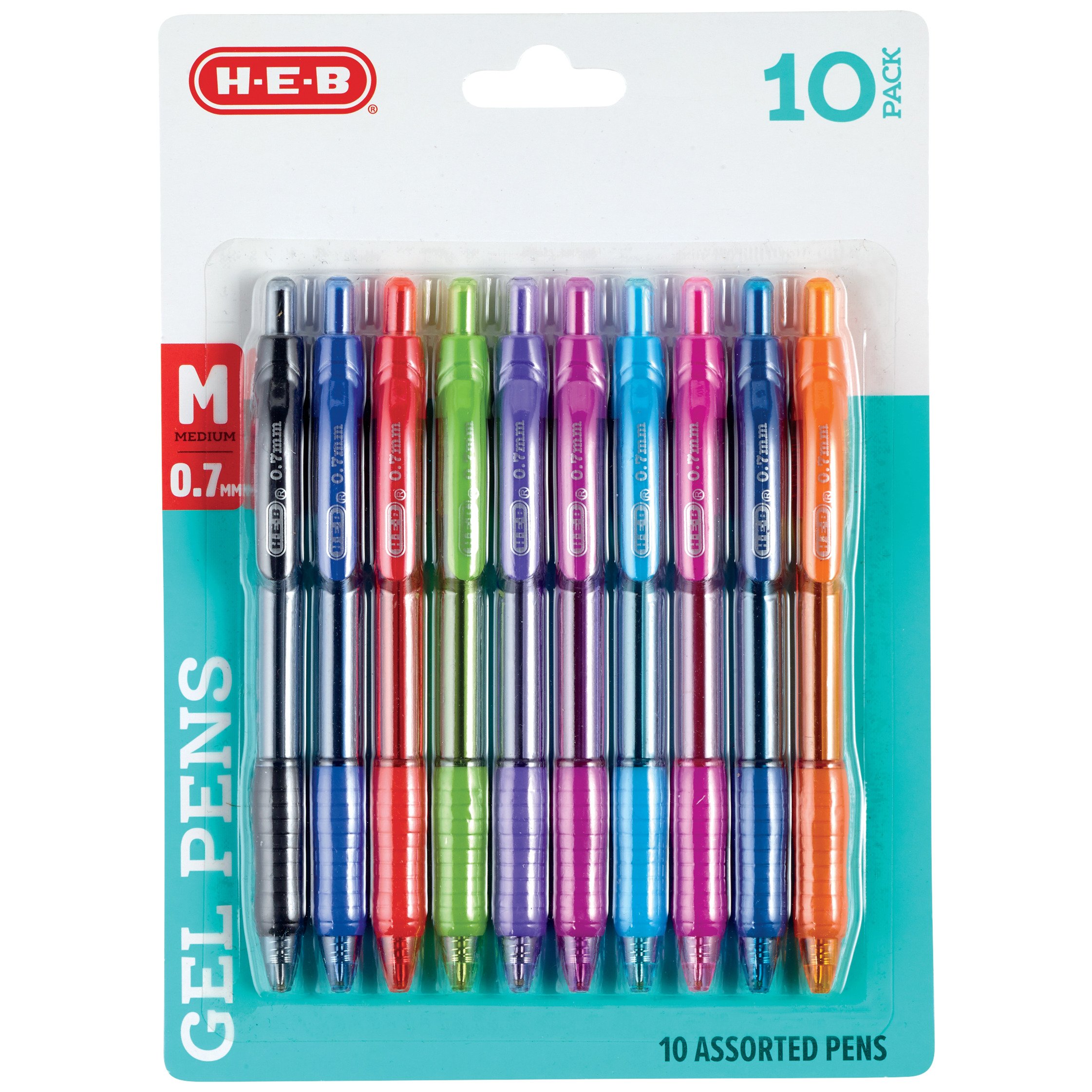 H-E-B Retractable Gel Pens with Grip - Assorted Ink
