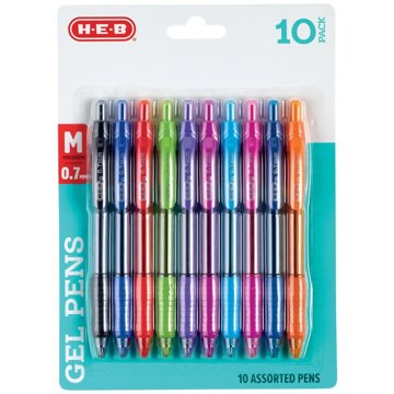 H-E-B 0.7mm Retractable Gel Pens - Assorted Fashion Ink, 10 pk