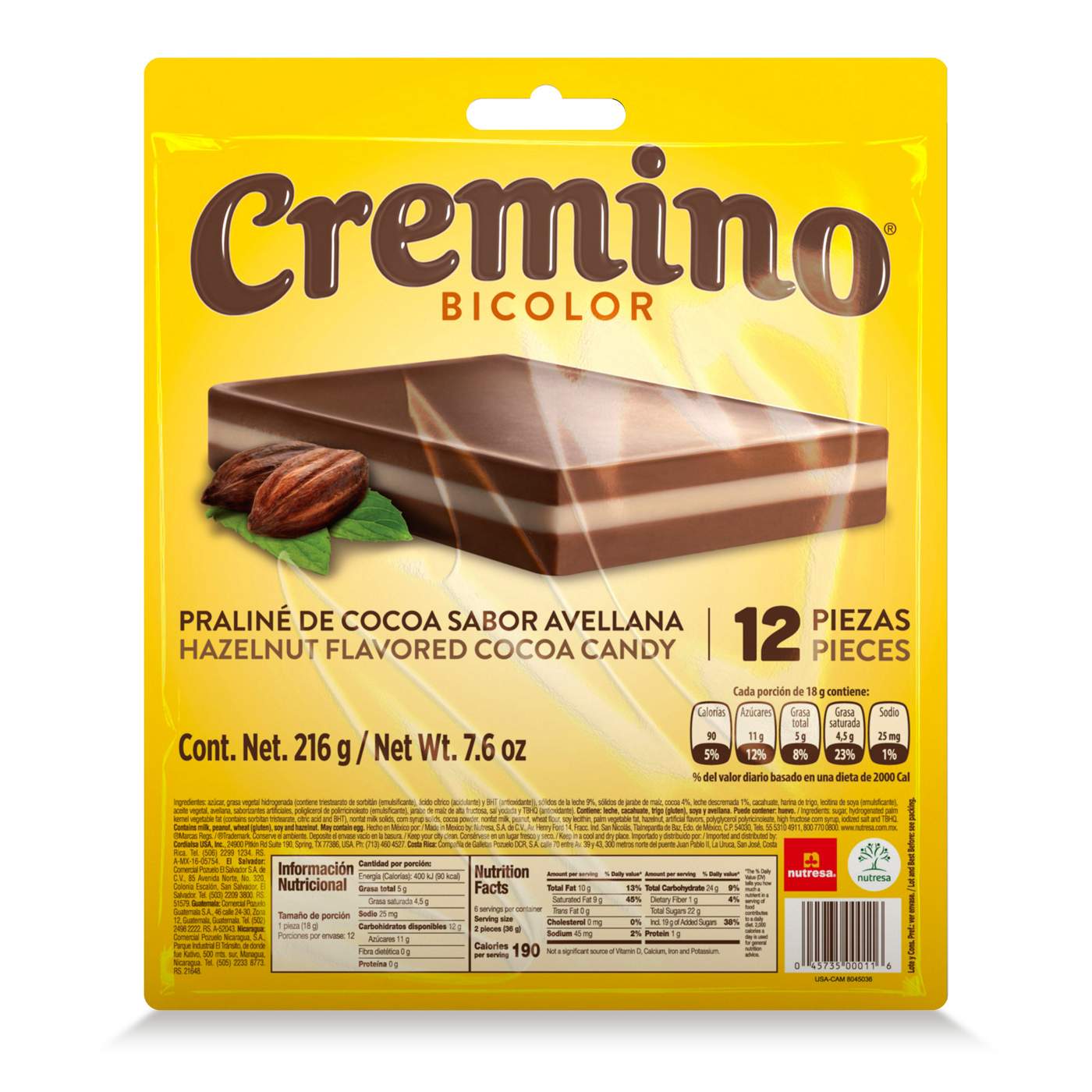 Cremino Bicolor Hazelnut Cocoa Candy; image 1 of 3