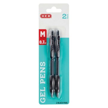 H-E-B 0.7mm Retractable Gel Pens - Black Ink, 2 pk