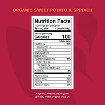 Serenity Kids Organic Pouch - Sweet Potato & Spinach with Olive Oil