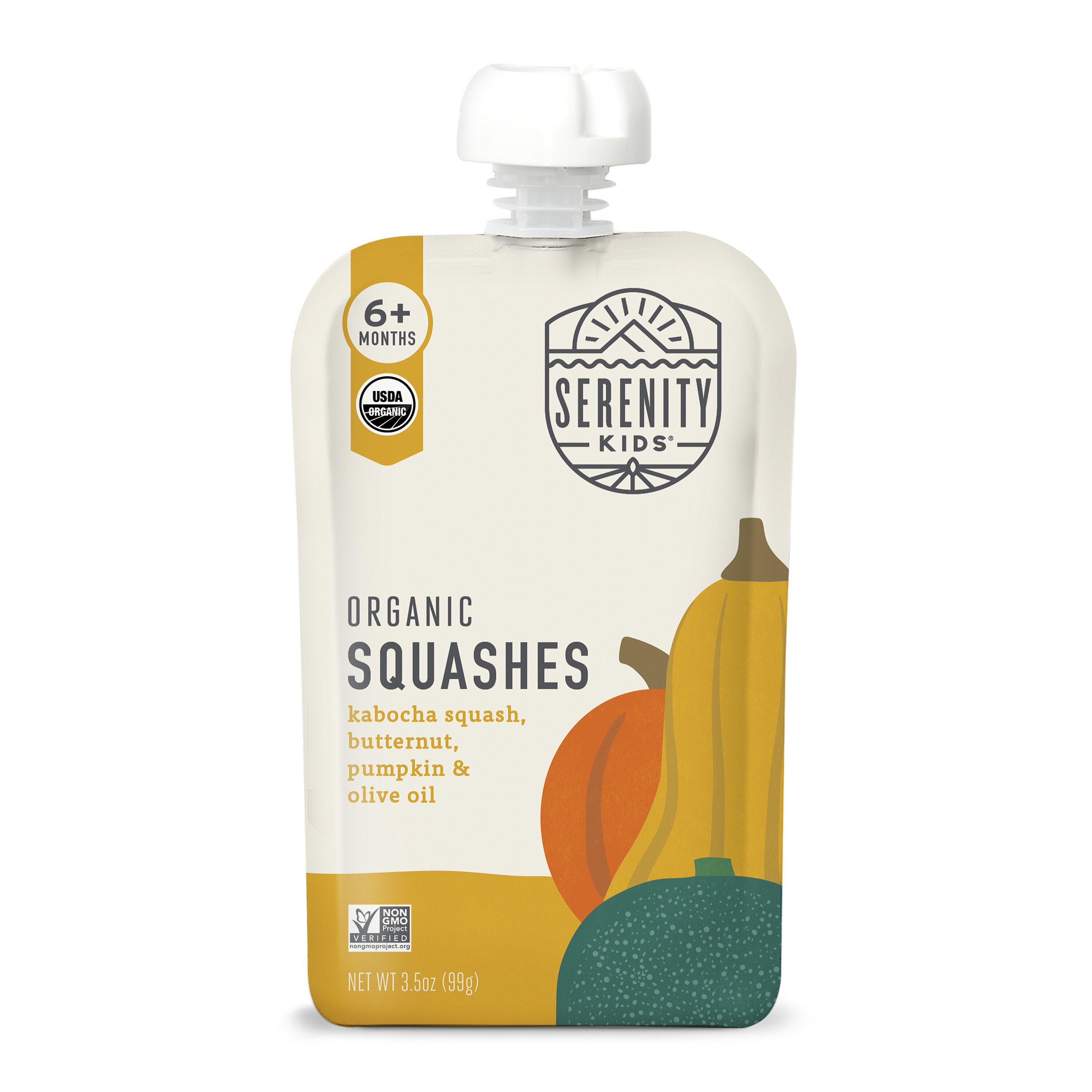 Serenity Kids Organic Baby Food Pouch - Squashes, 3.5 oz