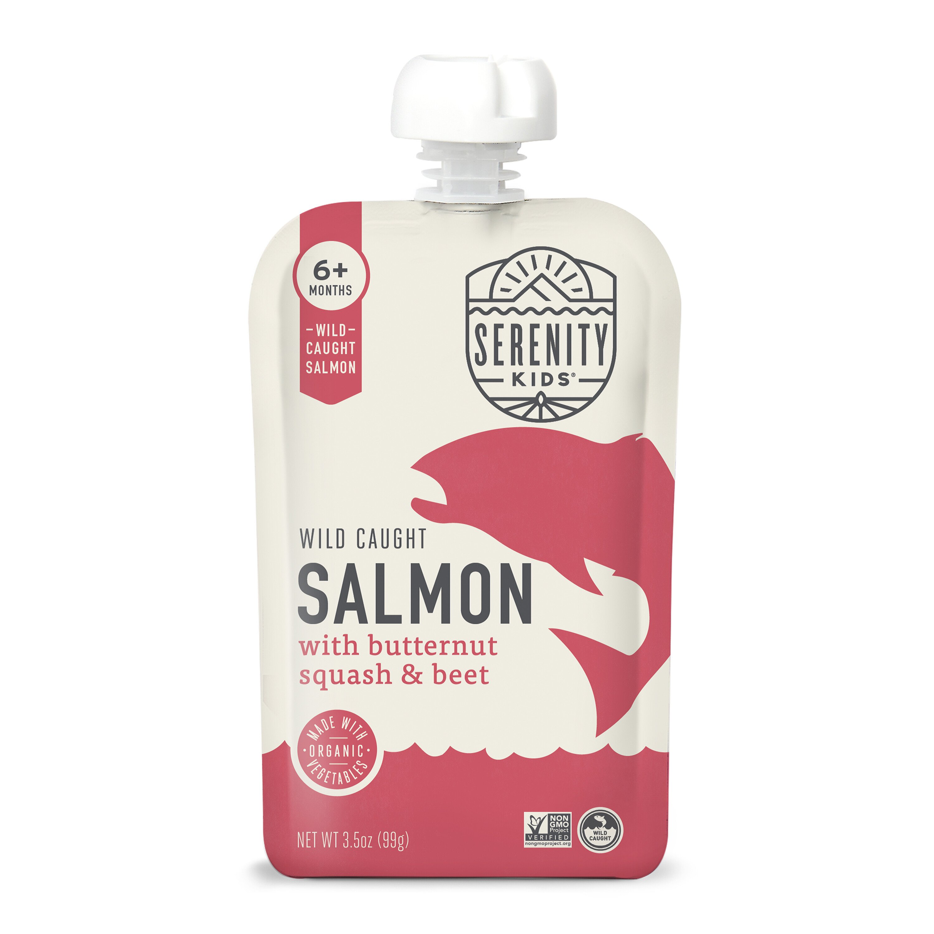 Serenity Kids Organic Pouch - Wild Caught Salmon Butternut Squash & Beet, 3.5 oz