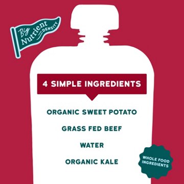 Serenity Kids Organic Pouch - Grass Fed Beef Kale & Sweet Potato, 3.5 oz