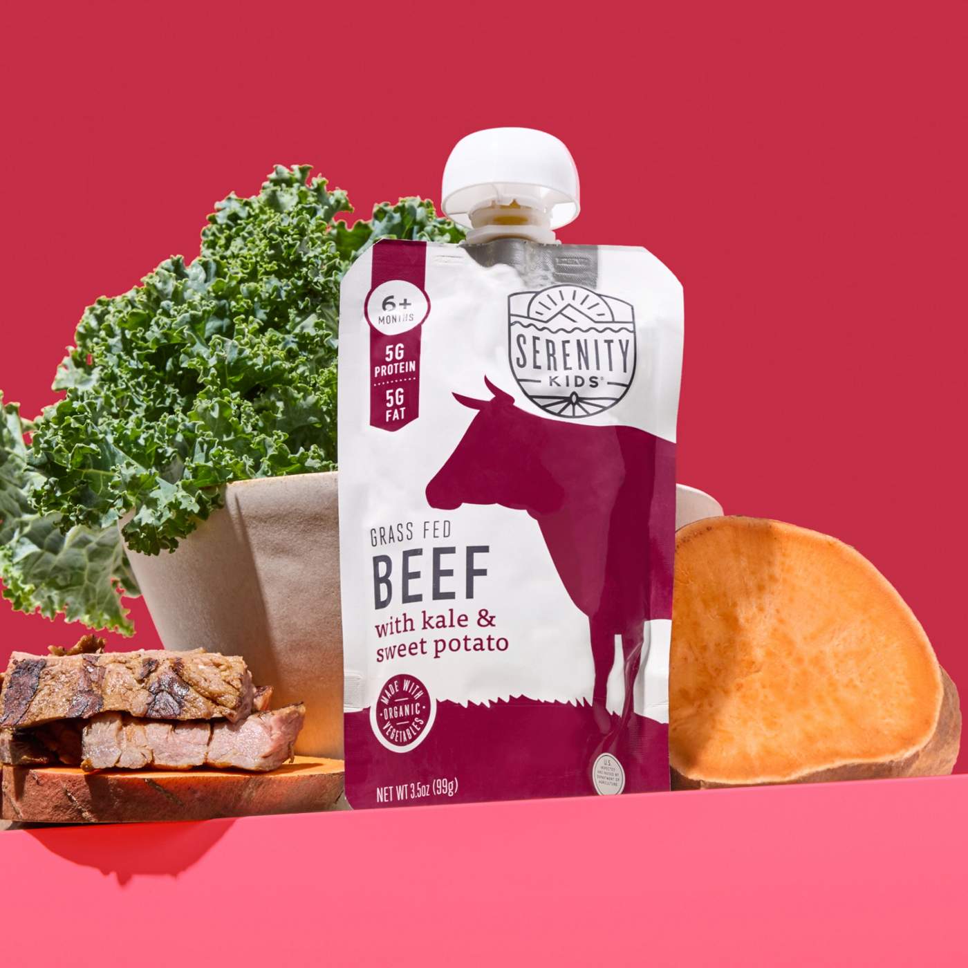 Serenity Kids Organic Pouch - Grass Fed Beef Kale & Sweet Potato; image 5 of 8