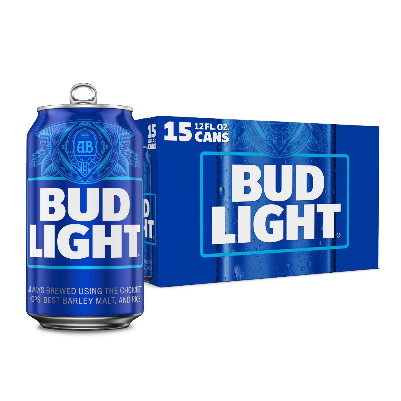 Bud Light Lager Beer Cans, 15 pack; image 1 of 7