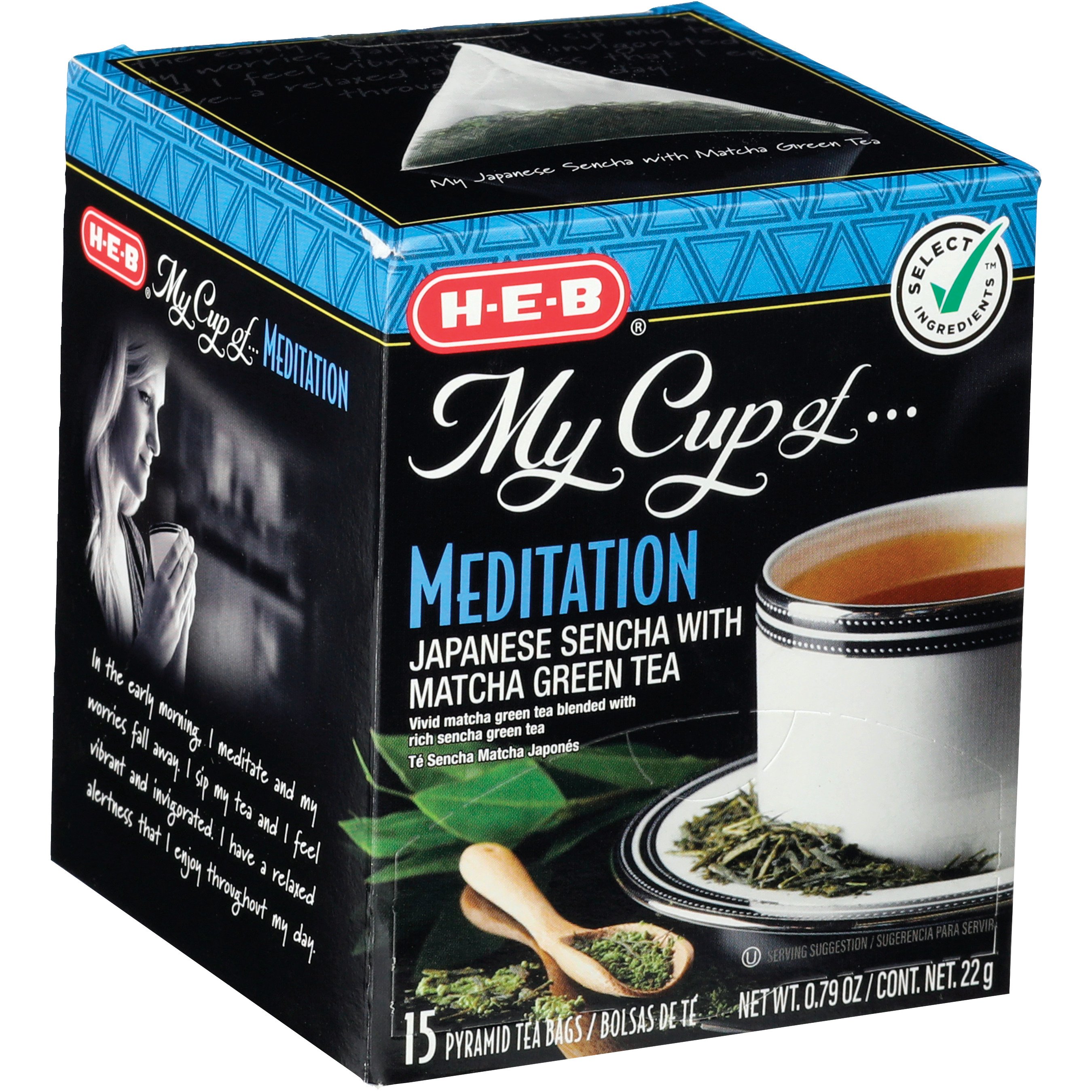 HEB My Cup Of Meditation Sencha Matcha Green Tea, Pyramid Tea Bags