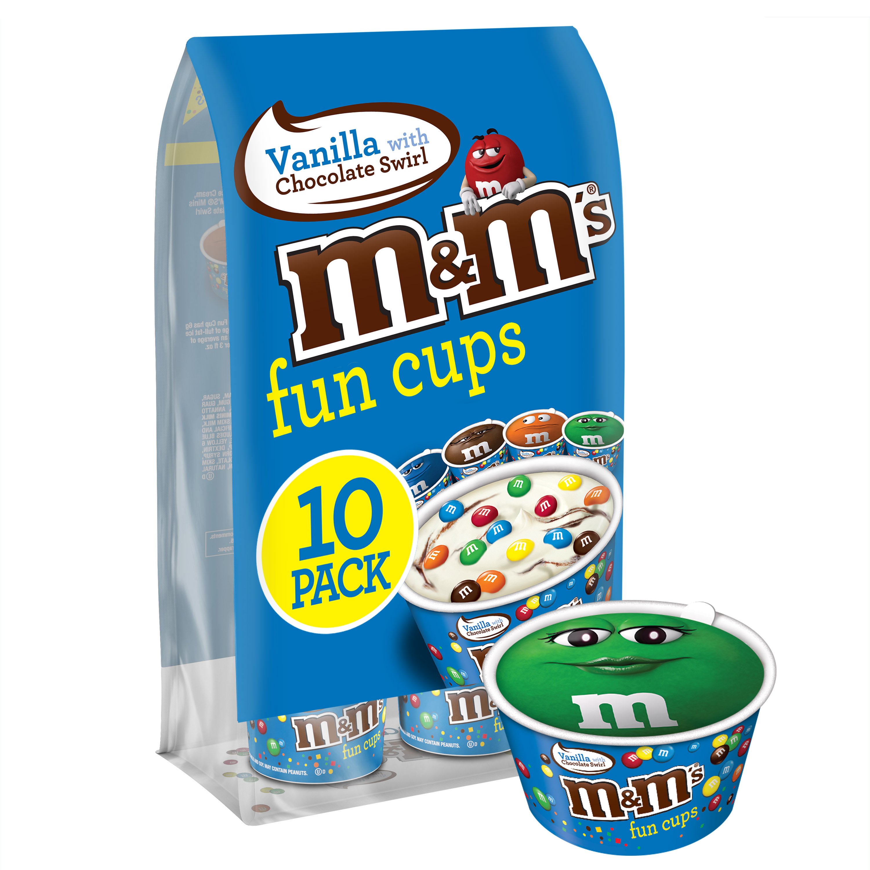 M&M'S Fun Cups Vanilla Ice Cream & Chocolate Swirl, 10 Count 