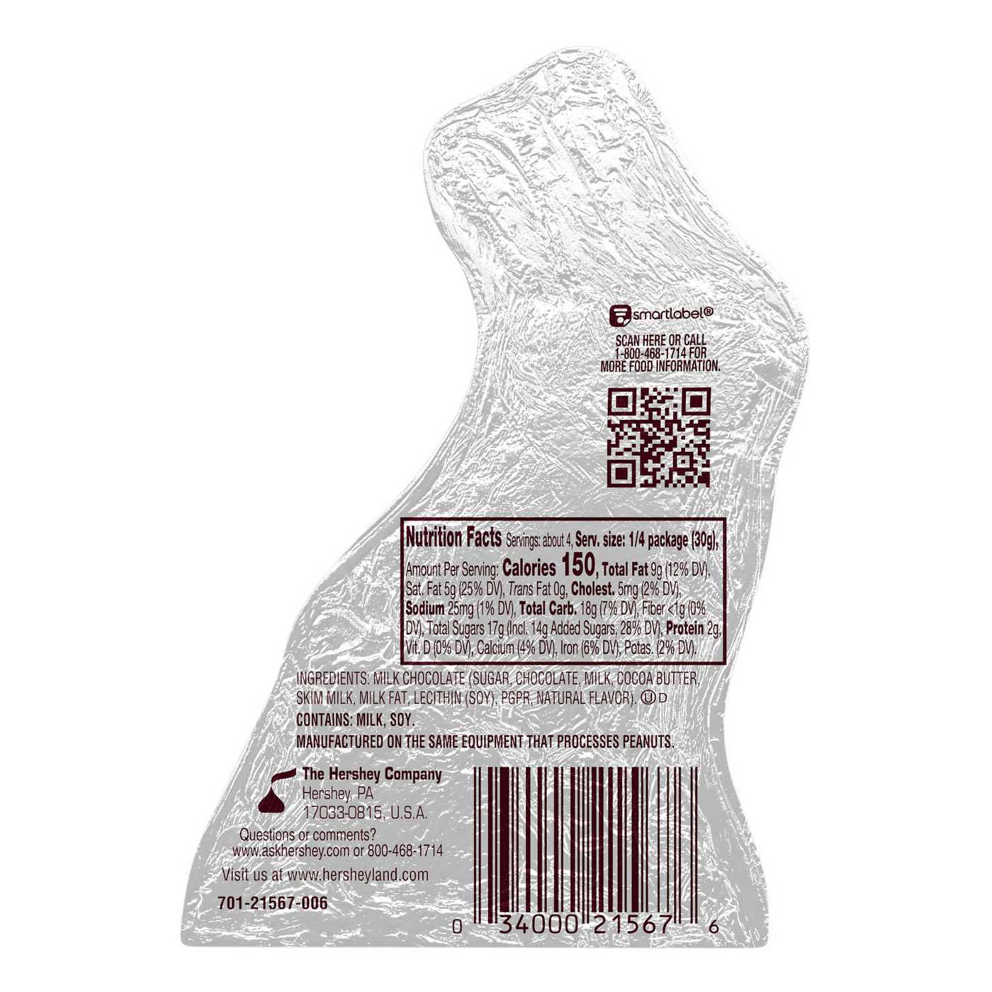 Hershey's Solid Milk Chocolate Bunny Easter Candy; image 3 of 6