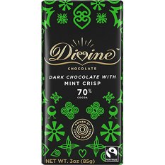 Divine Chocolate 70% Dark Chocolate with Mint Crisp, 3 oz
