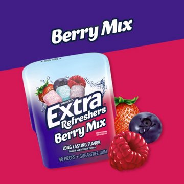 Extra Gum Refreshers Berry Mix Sugar Free Chewing Gum, 40 pc