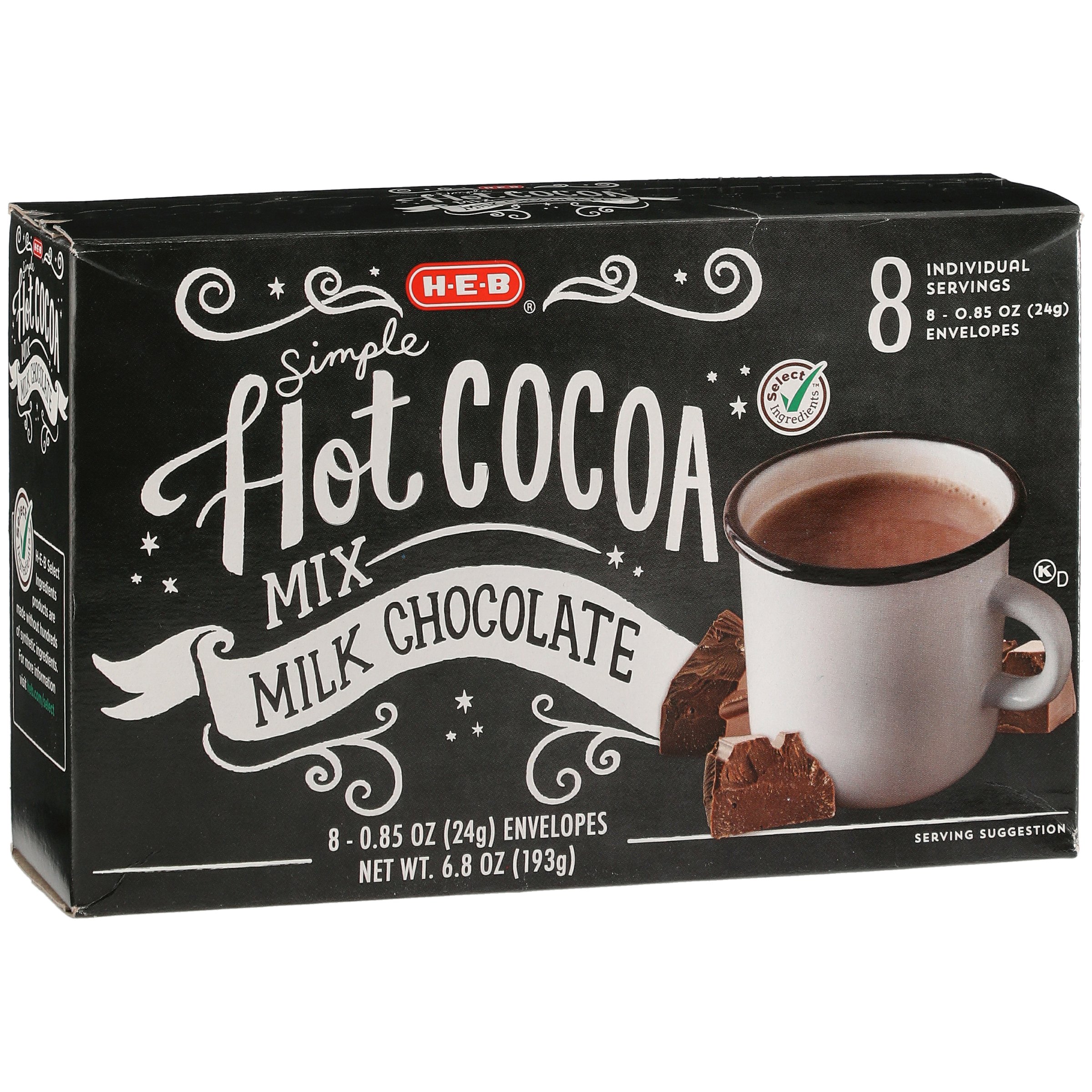 H-E-B Select Ingredients Milk Chocolate Simple Hot Cocoa Mix - Shop ...