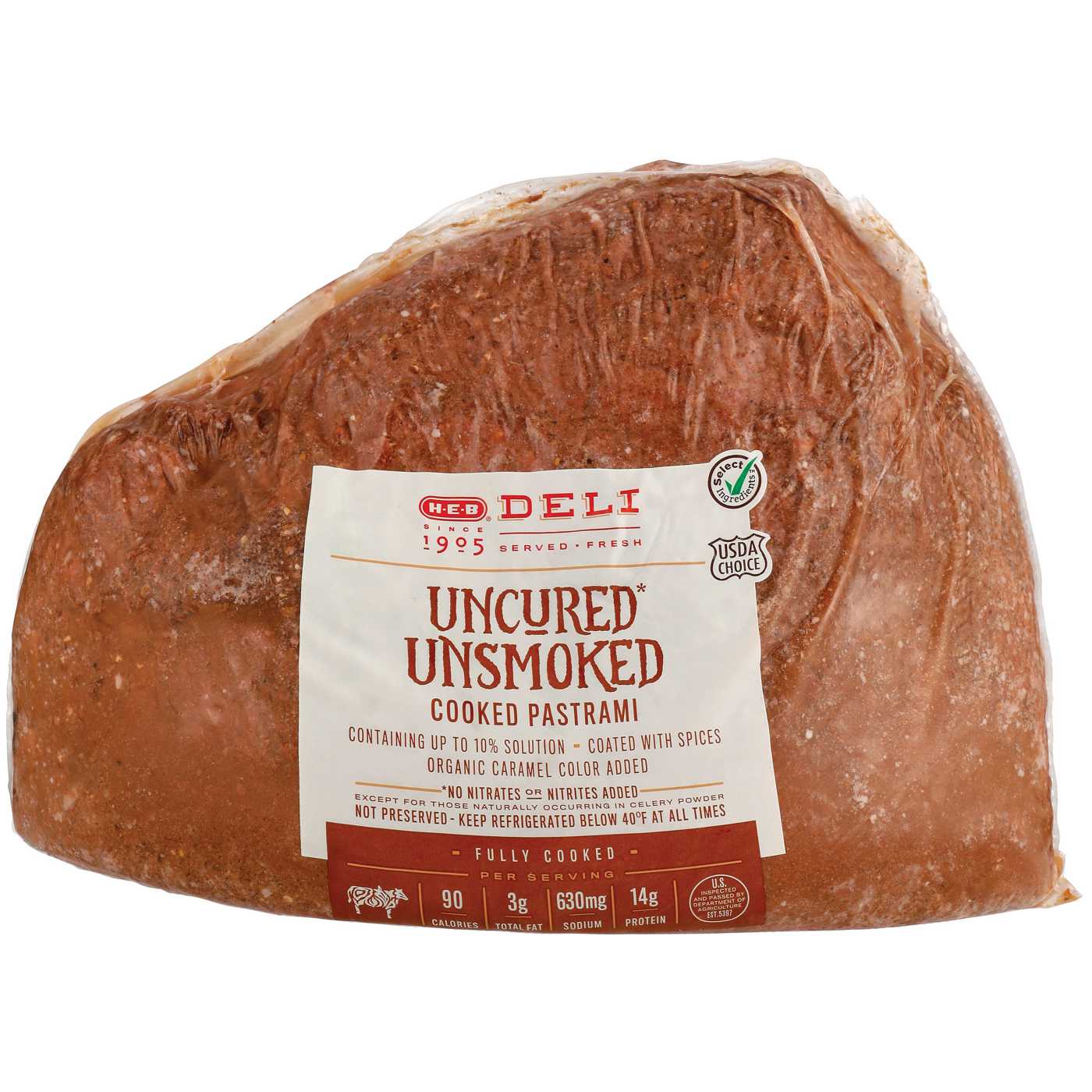 H-E-B Deli Uncured Unsmoked Cooked Pastrami, Custom Sliced; image 2 of 2
