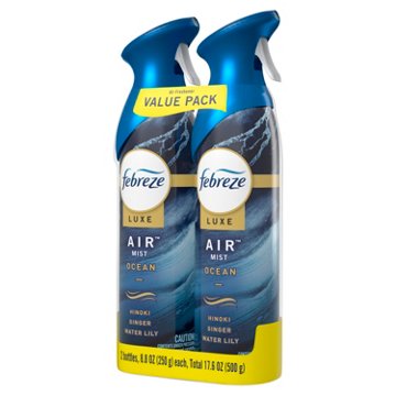 Febreze Luxe Air Freshener Odor-Fighting Room Spray - Ocean, 2 ct