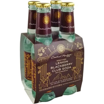 Central Market Lemon Blackberry Club Soda, Glass Bottles, 4 pk, 6.8 fl oz ea