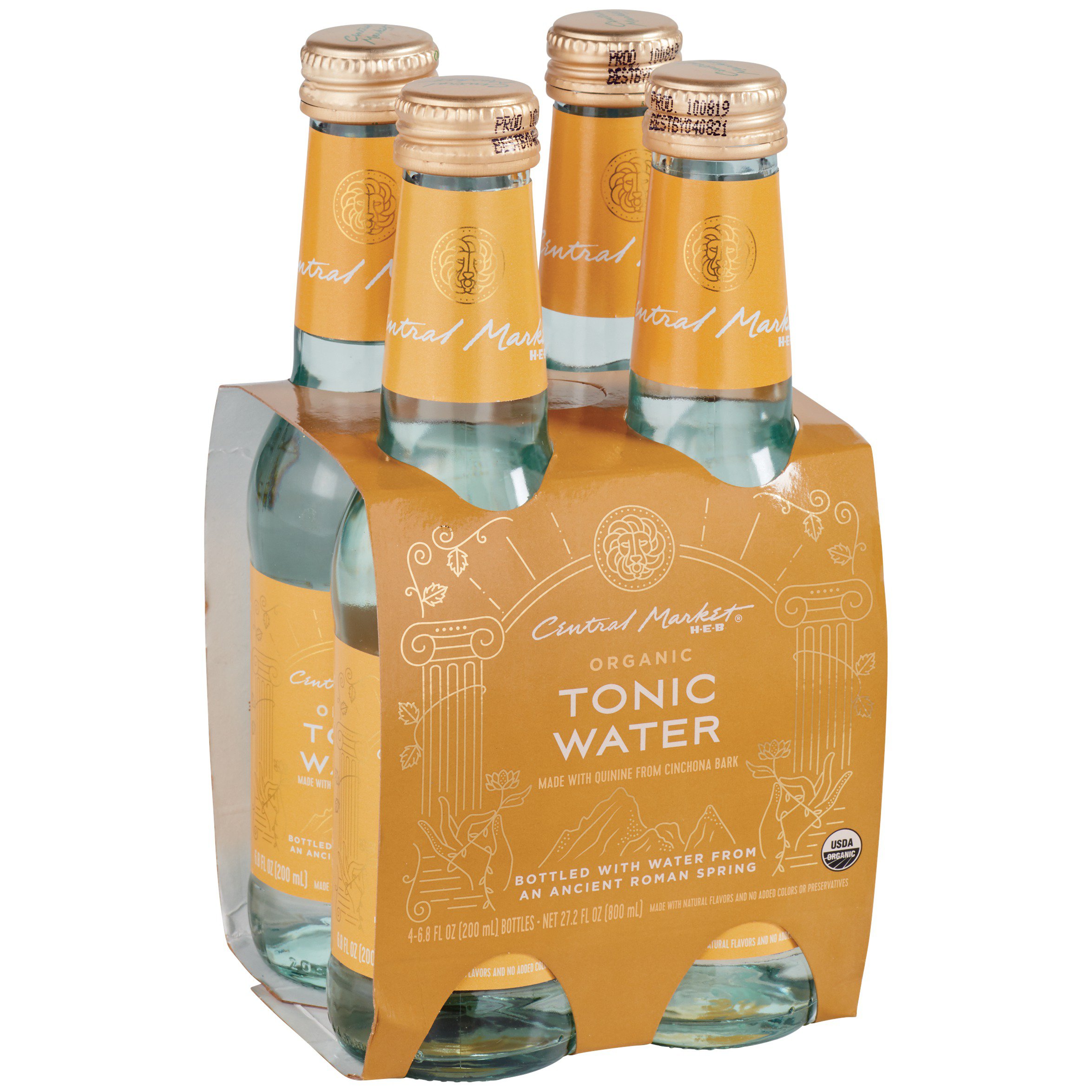 Central Market Organic Tonic Water 6.8 oz, Glass Bottles, 4 pk