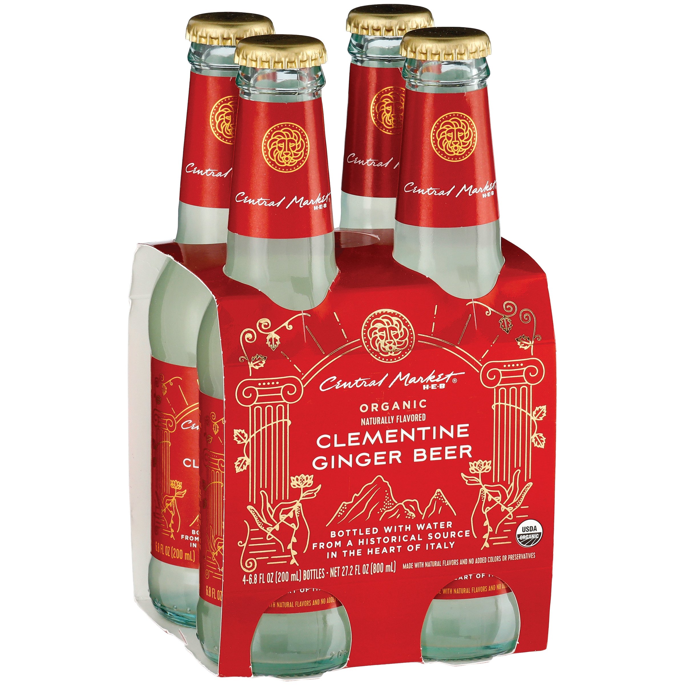 Central Market Organic Clementine Ginger Beer 6.8 oz Bottles, 4 pk
