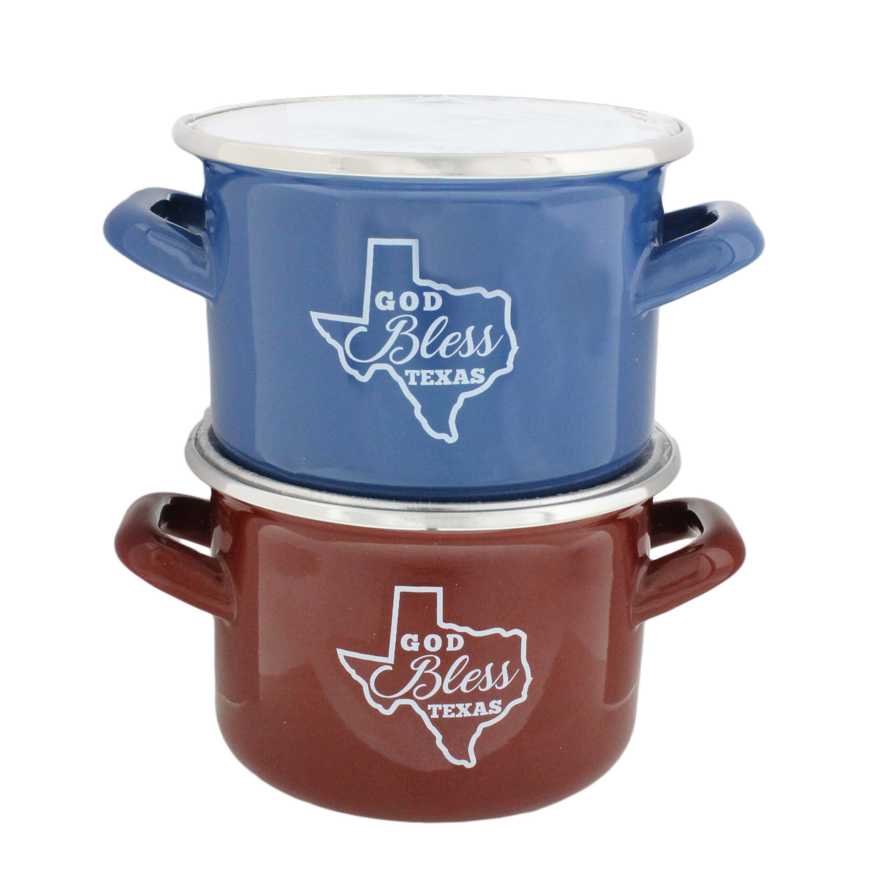 Cook Prep Eat God Bless Texas Mini Enamel Pots with Lid Shop Stock