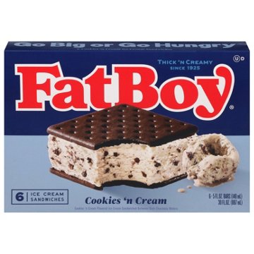 FatBoy Cookies 'n Cream Ice Cream Sandwiches, 6 ct