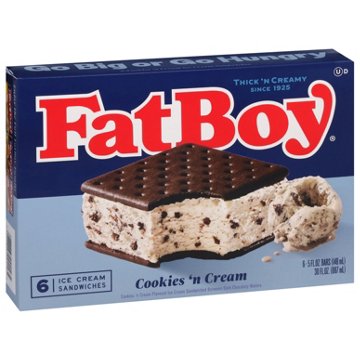 FatBoy Cookies 'n Cream Ice Cream Sandwiches, 6 ct