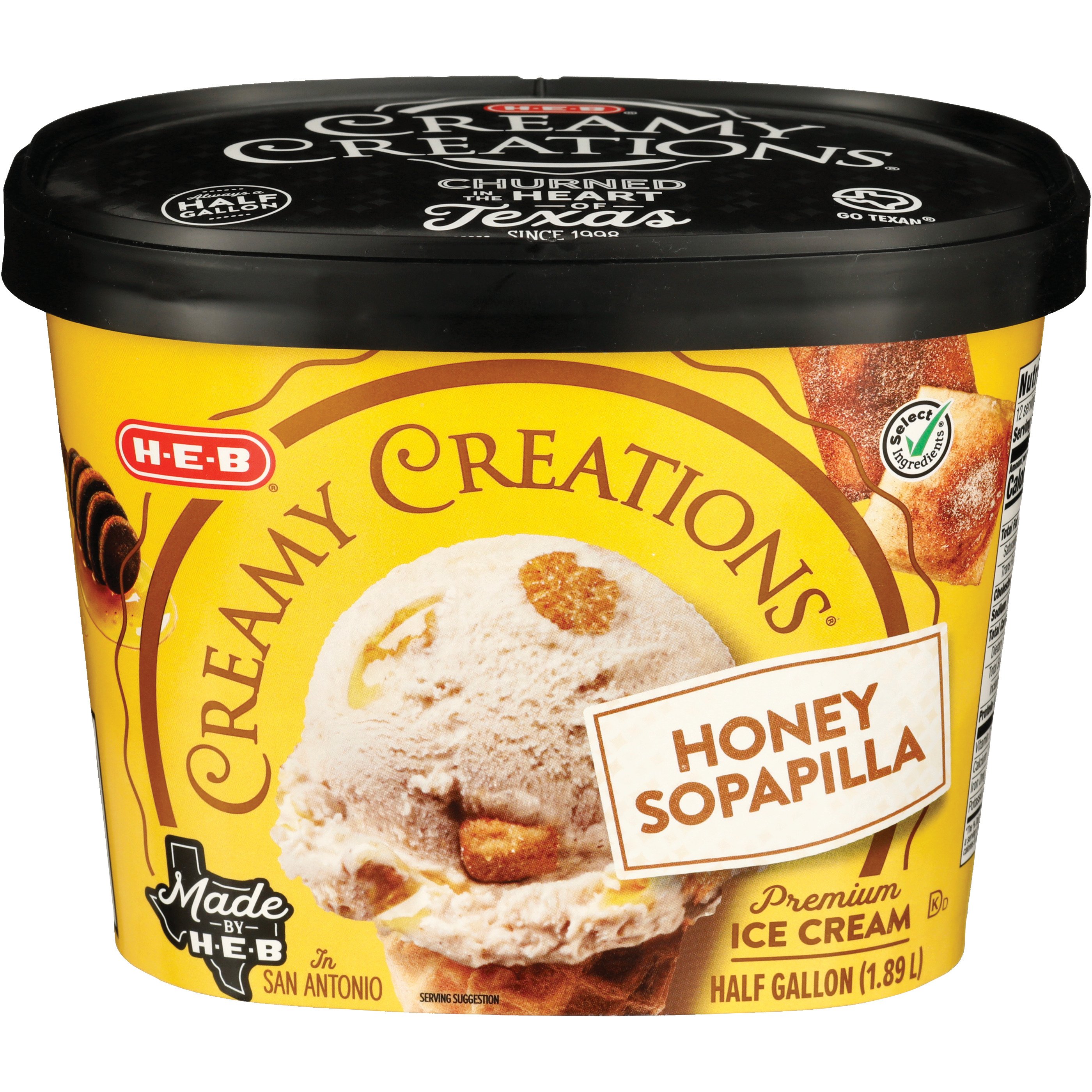 H-E-B Select Ingredients Creamy Creations Honey Sopapilla Ice Cream ...