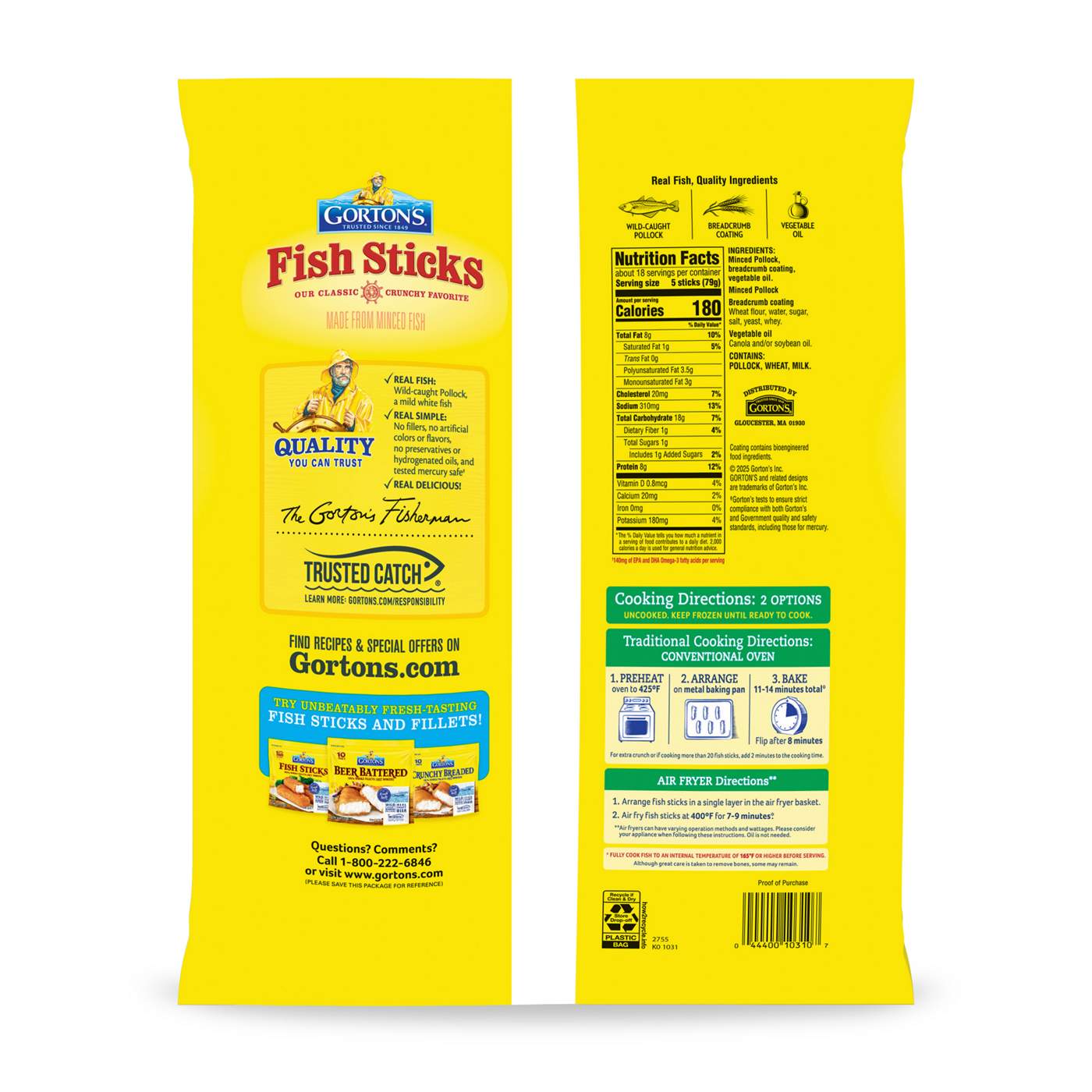 Gorton's Frozen Crunchy Breaded Fish Sticks; image 3 of 5