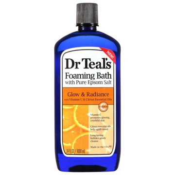 Dr Teal's Glow & Radiance Foaming Bath with Pure Epsom Salt, 34 oz