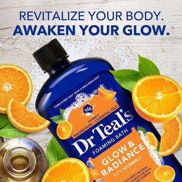 Dr Teal's Glow & Radiance Foaming Bath with Pure Epsom Salt, 34 oz