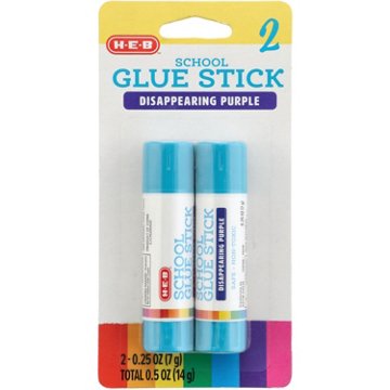 H-E-B School Glue Sticks - Disappearing Purple, 2 pk