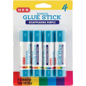 H-E-B School Glue Sticks - Disappearing Purple, 4 pk