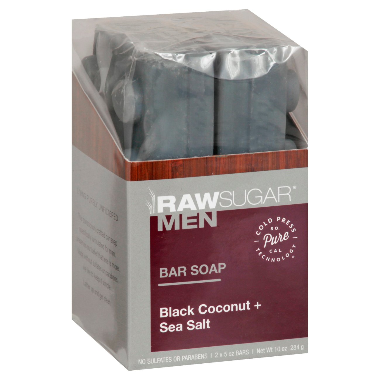 Raw Sugar Men Bar Soap, Black Coconut + Sea Salt - 2 pack, 5 oz bars