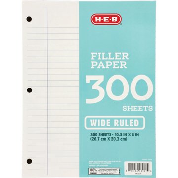 H-E-B Wide Ruled Filler Paper, 300 ct
