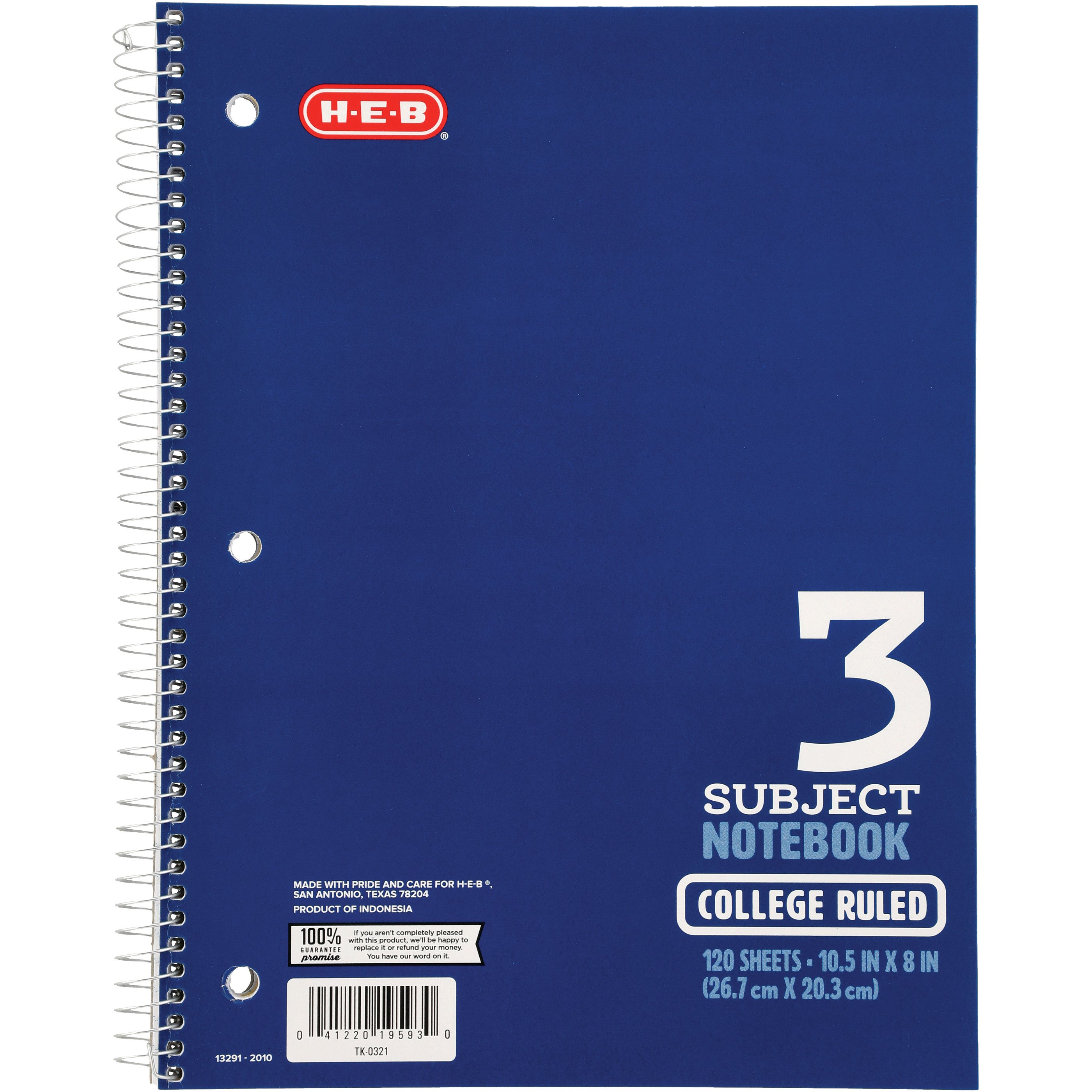 3-Subject Spiral Notebook Wide Ruled 120 sheets