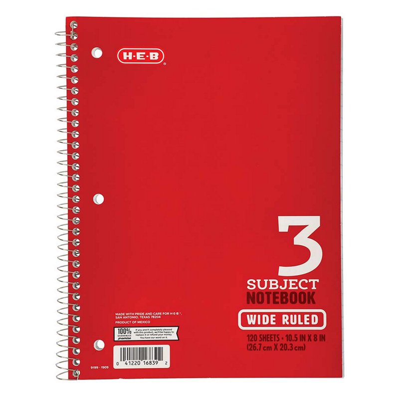 wide ruled notebook