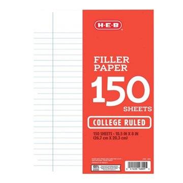 H-E-B College Ruled Filler Paper, 150 ct