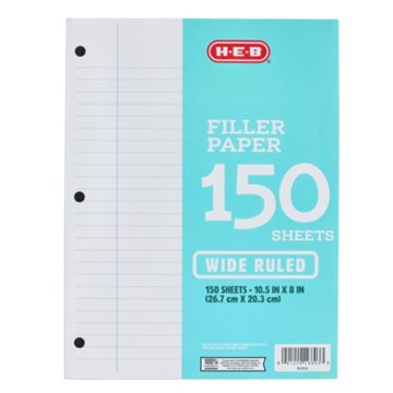 H-E-B Wide Ruled Filler Paper, 150 ct