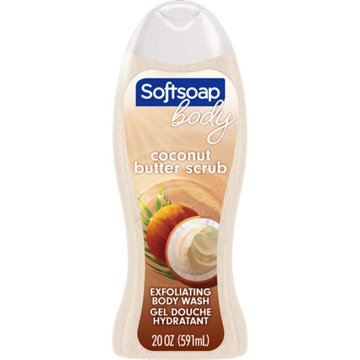 Softsoap Exfoliating Body Wash - Coconut Butter Scrub, 20 oz